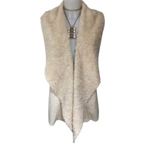 Le Chateau Faux Fur Suede & Knit Cream Vest Size Large